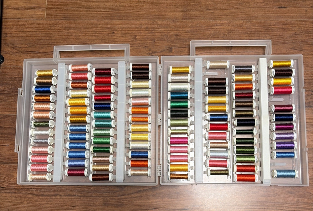 Sulky Embroidery Thread Lot of 101 Spools Storage Box Rayon Multi Color